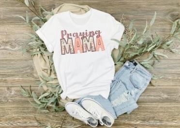 Praying Mama Faux Embroidered Tee